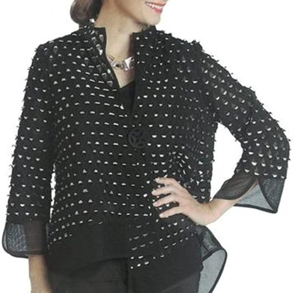IC Collection Mesh Laser Cut Out Asymmetric Jacket - 1130J